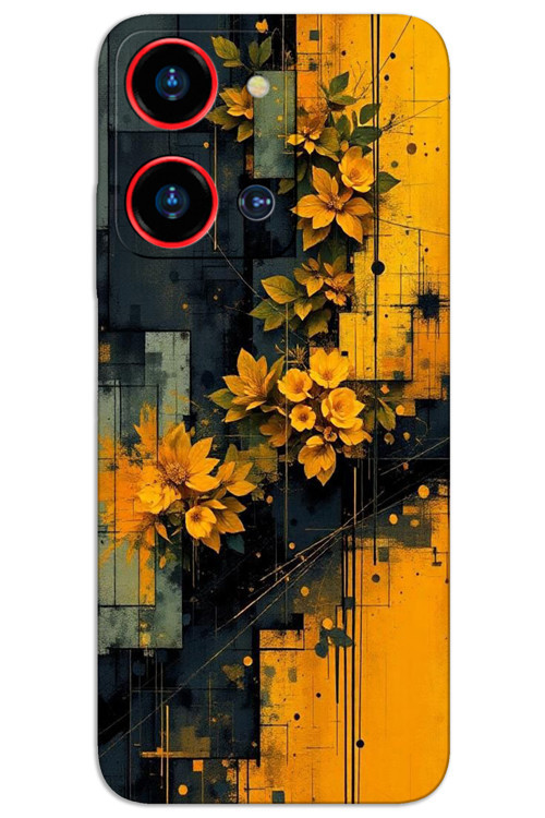 Reeder S19 Max Pro-S-Zoom Kılıf HD Desen Baskılı Arka Kapak - Sarı Çiçekler