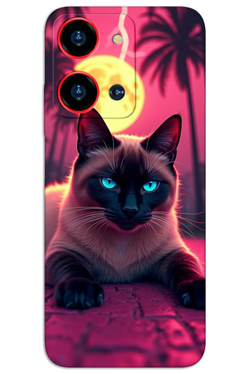 Reeder S19 Max Pro-S-Zoom Kılıf HD Desen Baskılı Arka Kapak - Gergin Kedi