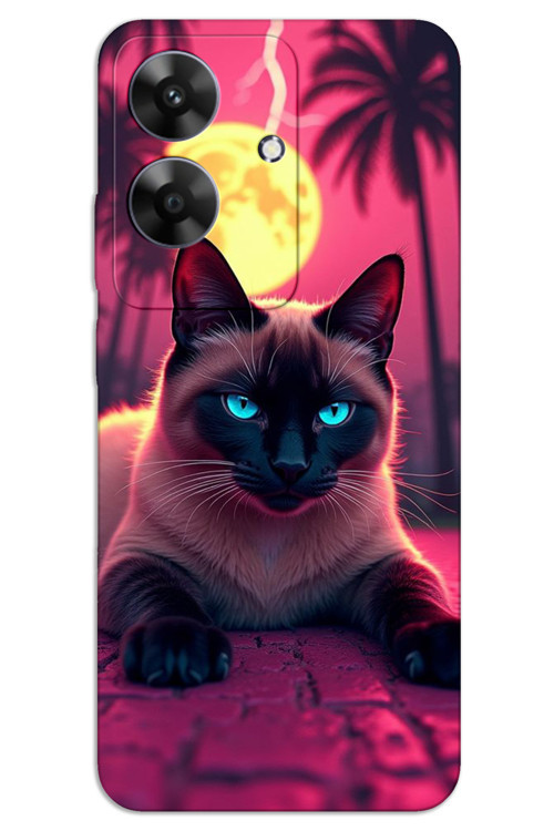 Realme Note 60 Kılıf HD Desen Baskılı Arka Kapak - Gergin Kedi