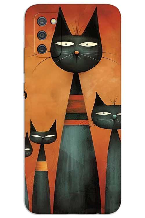Samsung Galaxy A03S Kılıf HD Desen Baskılı Arka Kapak - Sanat Kedi