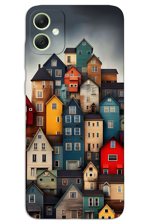 Samsung Galaxy A05 Kılıf HD Desen Baskılı Arka Kapak - Renkli Evler