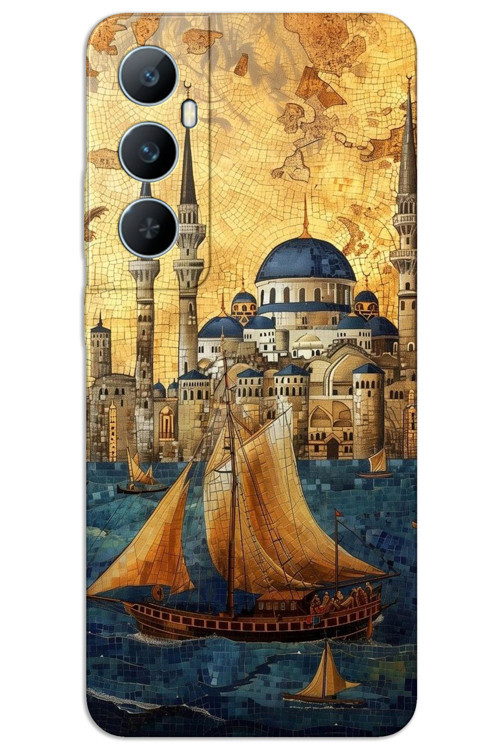 Realme C65 Kılıf HD Desen Baskılı Arka Kapak - Yelkenli Süleymaniye