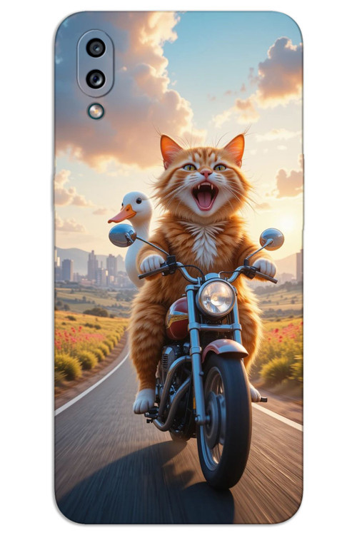 Samsung Galaxy A10S Kılıf HD Desen Baskılı Arka Kapak - Çılgın Kedi