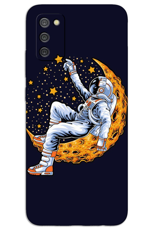 Samsung Galaxy A02S Kılıf HD Desen Baskılı Arka Kapak - Astronot Ay