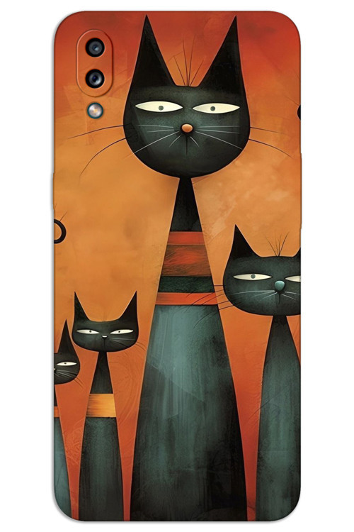 Samsung Galaxy A10S Kılıf HD Desen Baskılı Arka Kapak - Sanat Kedi