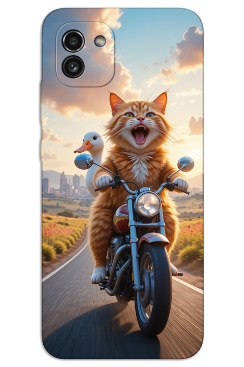 Samsung Galaxy A03 Kılıf HD Desen Baskılı Arka Kapak - Çılgın Kedi