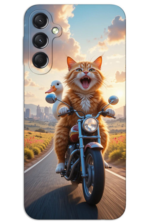 Samsung Galaxy A25 Kılıf HD Desen Baskılı Arka Kapak - Çılgın Kedi