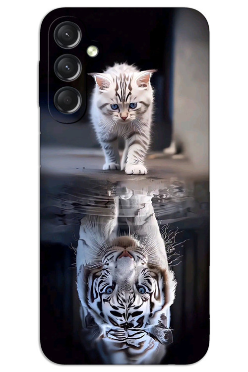 Samsung Galaxy A15 Kılıf HD Desen Baskılı Arka Kapak - Kedi Yansıması