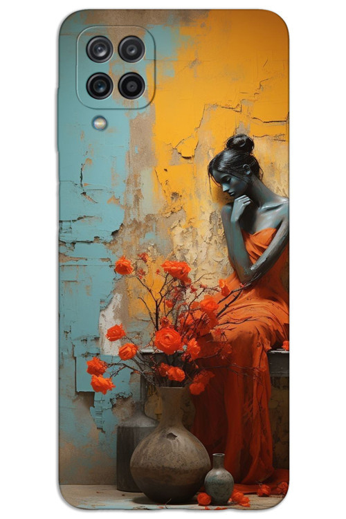 Samsung Galaxy A22 / M22 / M32 Kılıf HD Desen Baskılı Arka Kapak - Yalnız Kadın