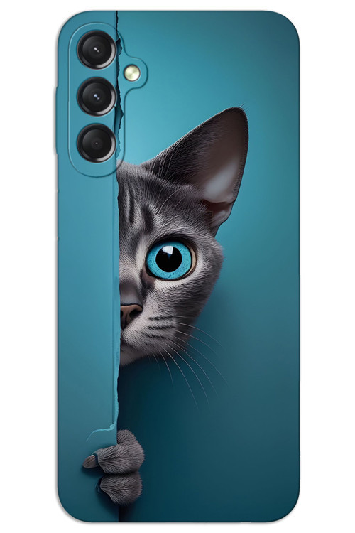 Samsung Galaxy A05s Kılıf HD Desen Baskılı Arka Kapak - Mavi Gözlü Kedi