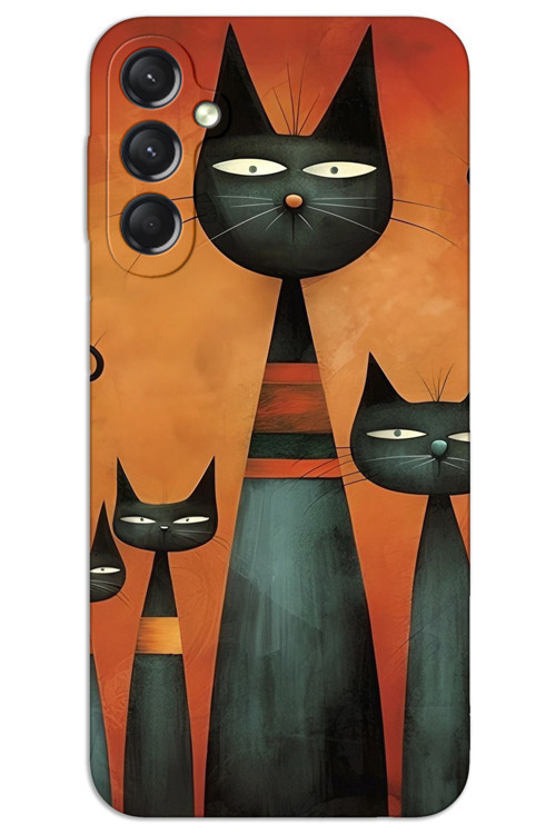Samsung Galaxy A24 Kılıf HD Desen Baskılı Arka Kapak - Sanat Kedi