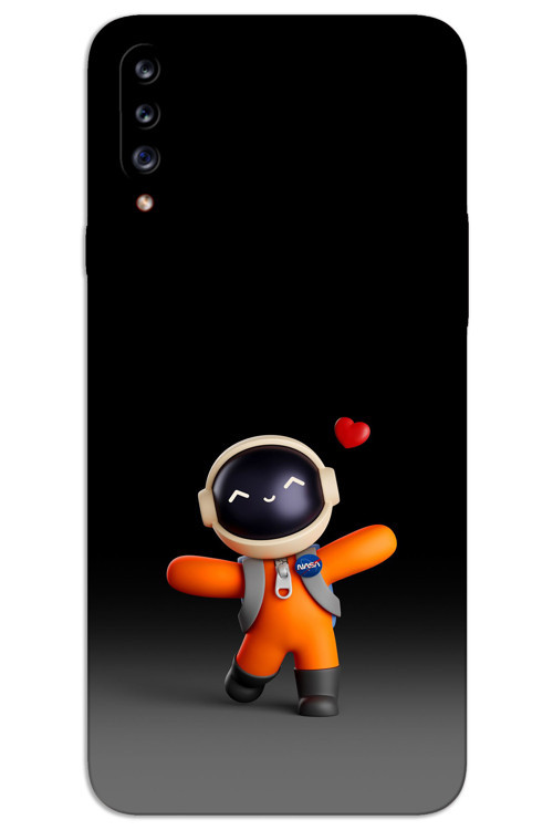 Samsung Galaxy A20s Kılıf HD Desen Baskılı Arka Kapak - Astronot Kalp