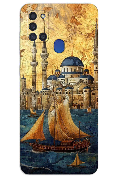 Samsung Galaxy A21s Kılıf HD Desen Baskılı Arka Kapak - Yelkenli Süleymaniye