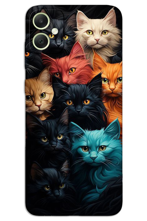 Samsung Galaxy A04 Kılıf HD Desen Baskılı Arka Kapak - Renkli Kediler