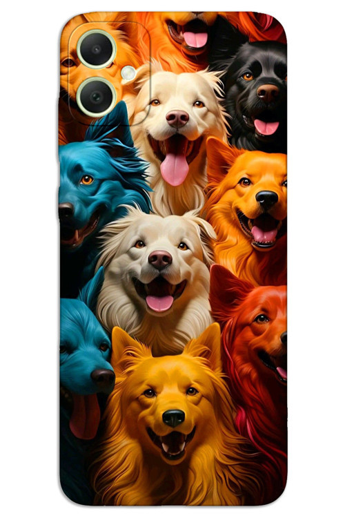 Samsung Galaxy A04 Kılıf HD Desen Baskılı Arka Kapak - Renkli Köpekler