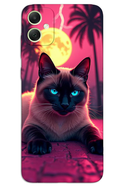 Samsung Galaxy A04 Kılıf HD Desen Baskılı Arka Kapak - Gergin Kedi