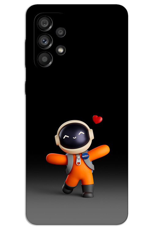 Samsung Galaxy A52 Kılıf HD Desen Baskılı Arka Kapak - Astronot Kalp