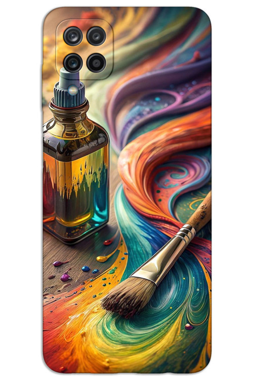 Samsung Galaxy A22 / M22 / M32 Kılıf HD Desen Baskılı Arka Kapak - Fırça Palet