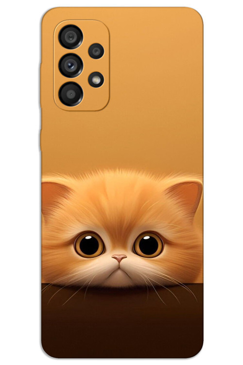 Samsung Galaxy A73 Kılıf HD Desen Baskılı Arka Kapak - Sarı Yavru Kedi