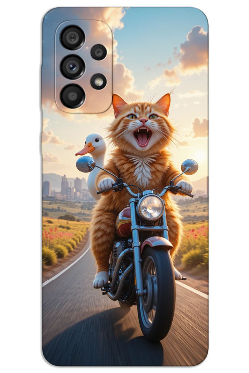 Samsung Galaxy A73 Kılıf HD Desen Baskılı Arka Kapak - Çılgın Kedi