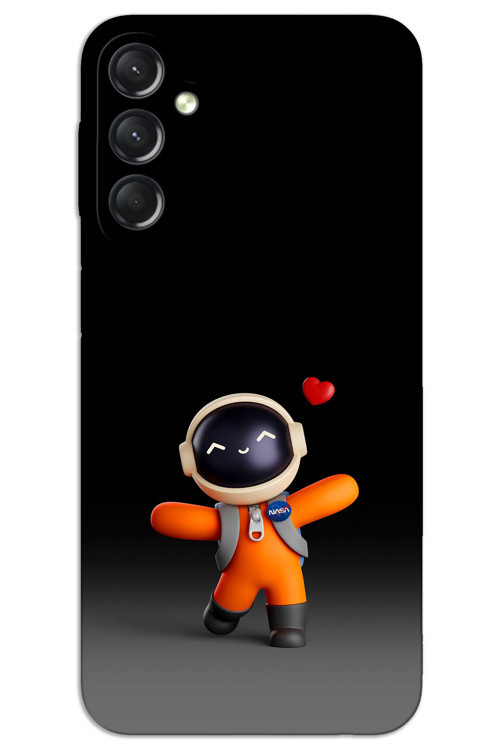 Samsung Galaxy M15 Kılıf HD Desen Baskılı Arka Kapak - Astronot Kalp