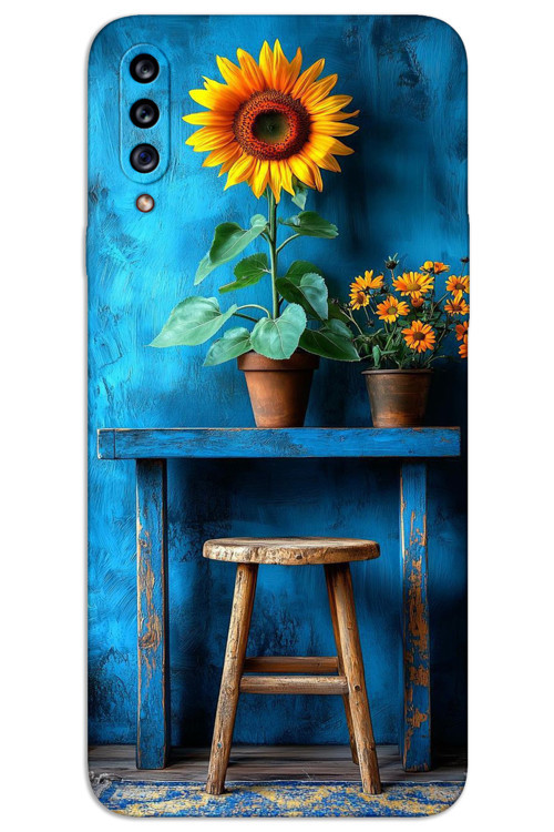 Samsung Galaxy A20s Kılıf HD Desen Baskılı Arka Kapak - Sanat Tabure Çiçek