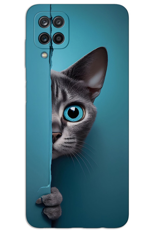 Samsung Galaxy M33 Kılıf HD Desen Baskılı Arka Kapak - Mavi Gözlü Kedi