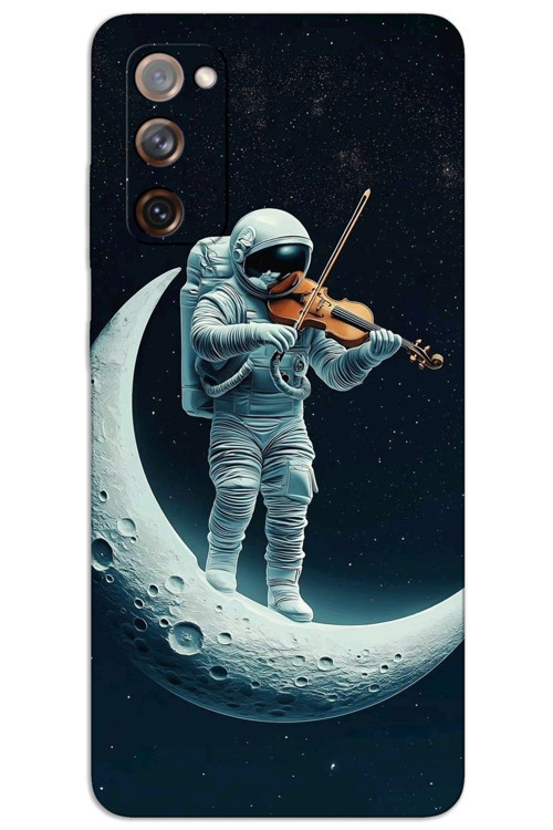 Samsung Galaxy S20 Fe Kılıf HD Desen Baskılı Arka Kapak - Astronot Keman