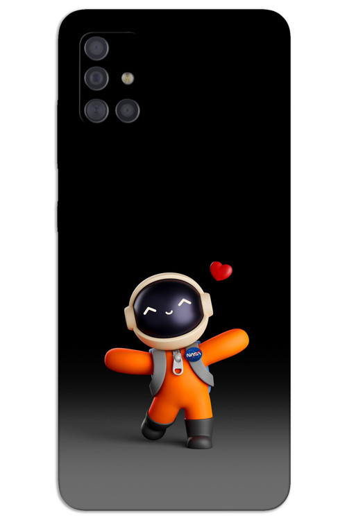 Samsung Galaxy M31s Kılıf HD Desen Baskılı Arka Kapak - Astronot Kalp