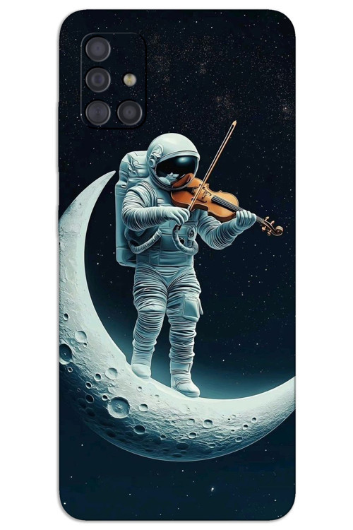 Samsung Galaxy A71 Kılıf HD Desen Baskılı Arka Kapak - Astronot Keman