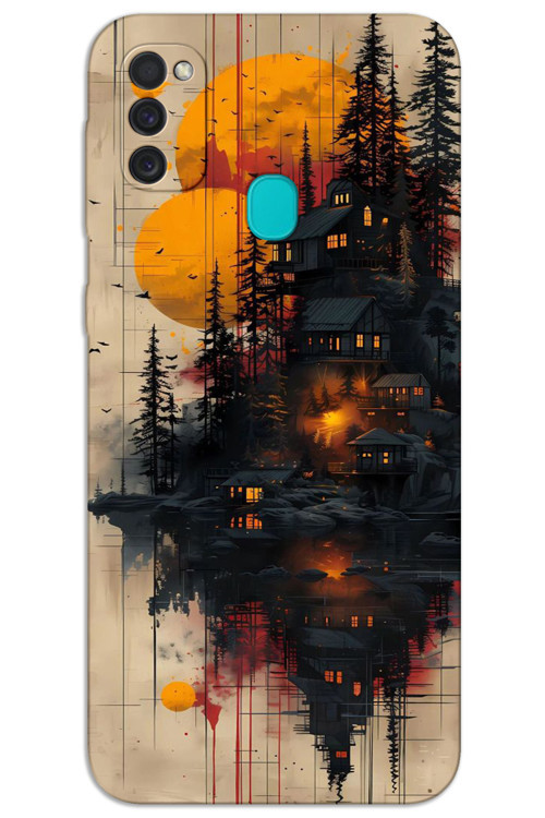 Samsung Galaxy M30s / M21 Kılıf HD Desen Baskılı Arka Kapak - Ahşap Evler