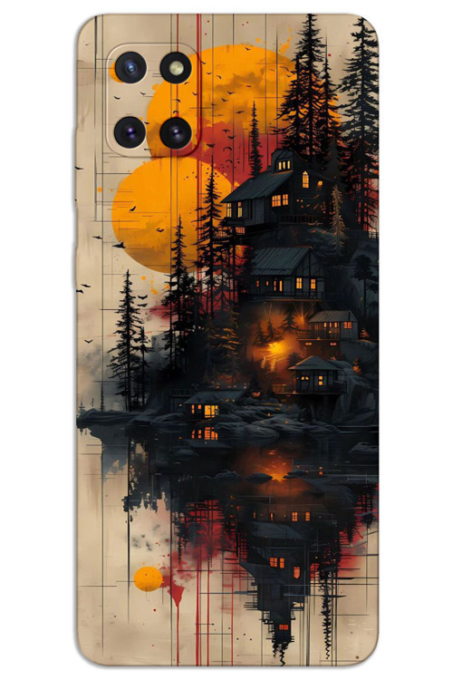 Samsung Galaxy A81 Note 10 Lite Kılıf HD Desen Baskılı Arka Kapak - Ahşap Evler