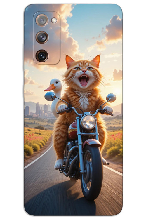 Samsung Galaxy S20 Fe Kılıf HD Desen Baskılı Arka Kapak - Çılgın Kedi