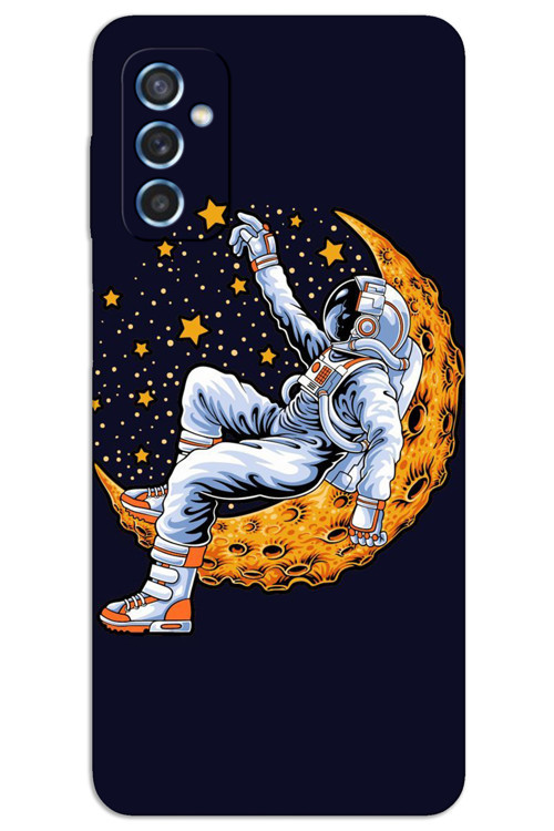 Samsung Galaxy M52 Kılıf HD Desen Baskılı Arka Kapak - Astronot Ay
