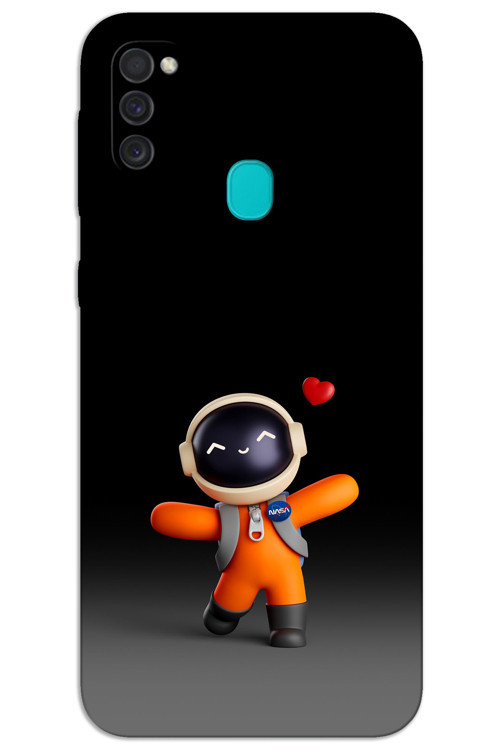 Samsung Galaxy M30s / M21 Kılıf HD Desen Baskılı Arka Kapak - Astronot Kalp