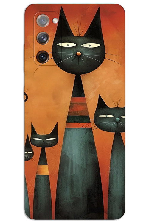 Samsung Galaxy S20 Fe Kılıf HD Desen Baskılı Arka Kapak - Sanat Kedi