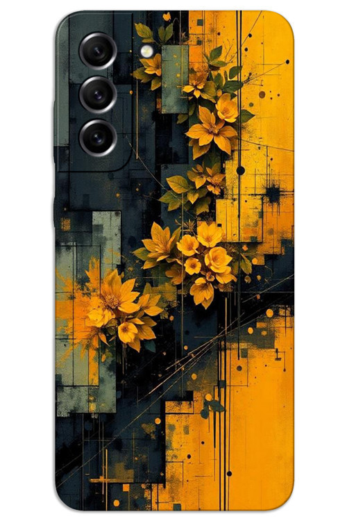 Samsung Galaxy S21 Kılıf HD Desen Baskılı Arka Kapak - Sarı Çiçekler