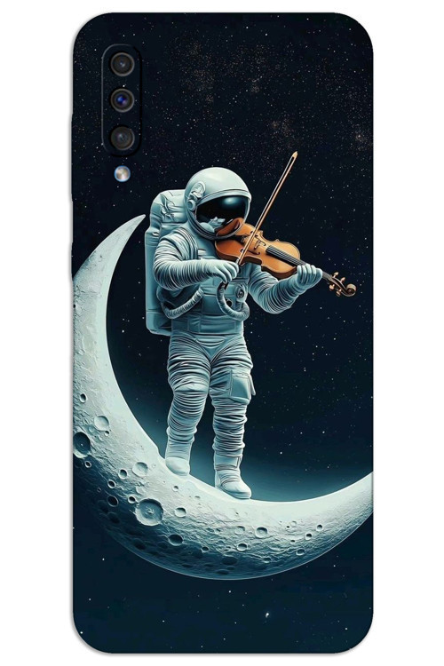 Samsung Galaxy A70 Kılıf HD Desen Baskılı Arka Kapak - Astronot Keman