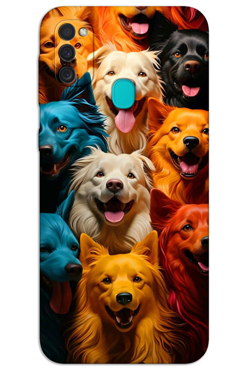 Samsung Galaxy M30s / M21 Kılıf HD Desen Baskılı Arka Kapak - Renkli Köpekler