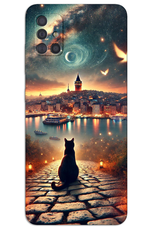 Samsung Galaxy A71 Kılıf HD Desen Baskılı Arka Kapak - Kedi Galata