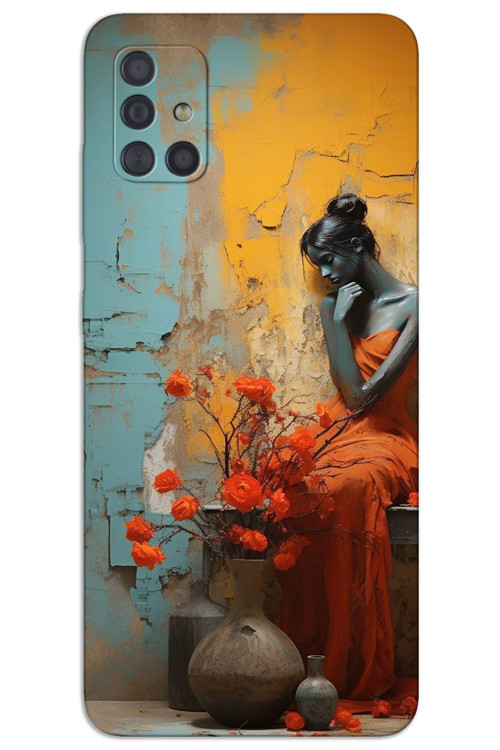 Samsung Galaxy A71 Kılıf HD Desen Baskılı Arka Kapak - Yalnız Kadın
