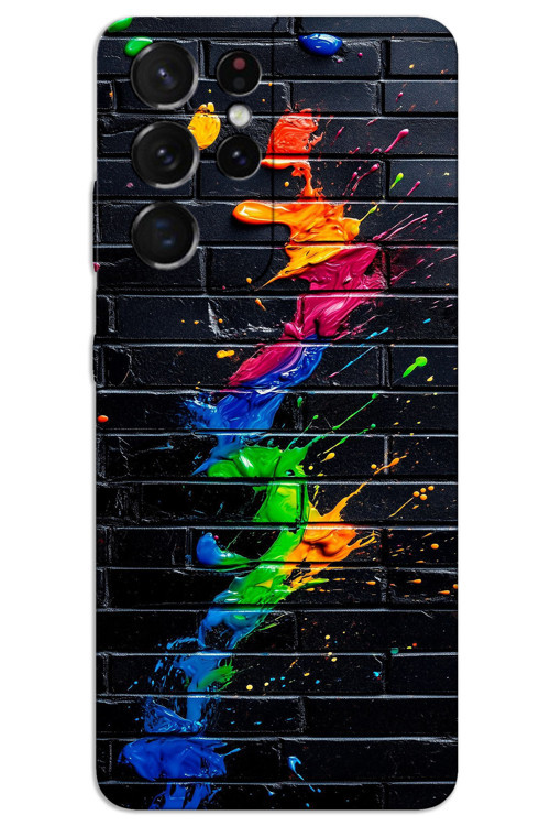 Samsung Galaxy S21 Ultra Kılıf HD Desen Baskılı Arka Kapak - Fırça Darbesi