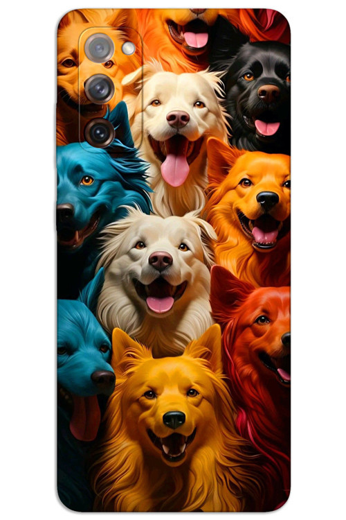 Samsung Galaxy S20 Kılıf HD Desen Baskılı Arka Kapak - Renkli Köpekler