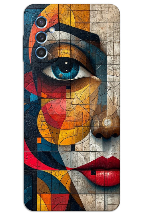 Samsung Galaxy M52 Kılıf HD Desen Baskılı Arka Kapak - Sanat Yüz