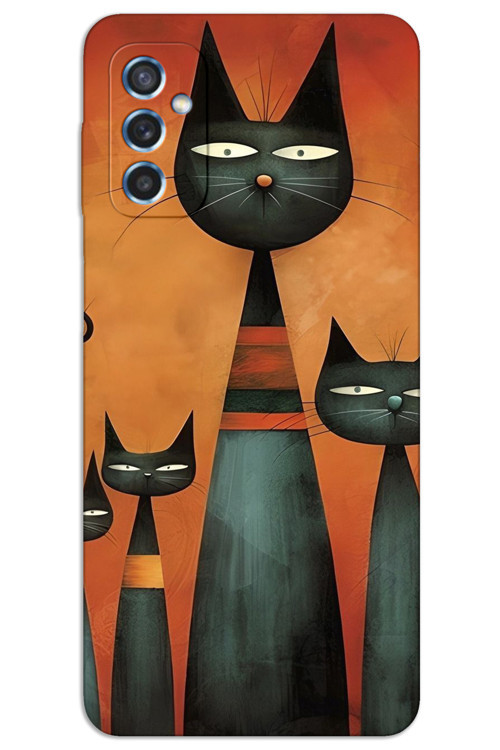Samsung Galaxy M52 Kılıf HD Desen Baskılı Arka Kapak - Sanat Kedi