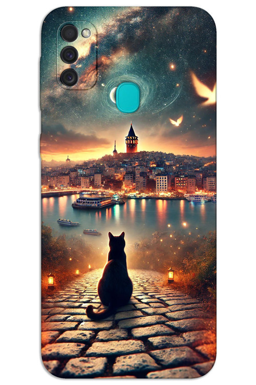 Samsung Galaxy M30s / M21 Kılıf HD Desen Baskılı Arka Kapak - Kedi Galata