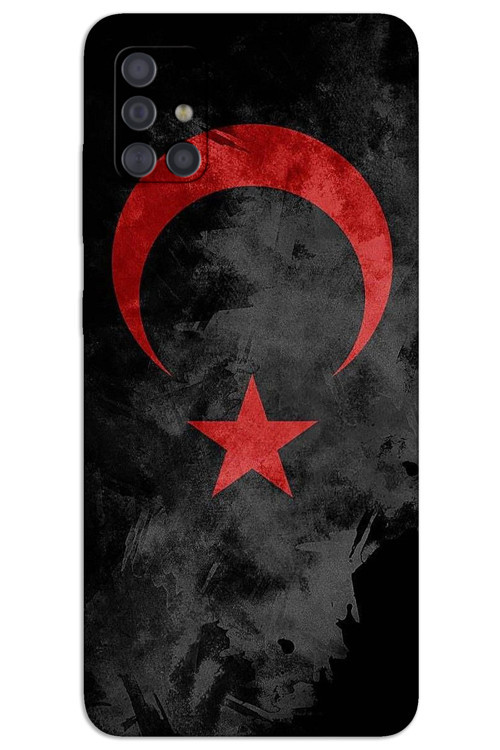 Samsung Galaxy M31s Kılıf HD Desen Baskılı Arka Kapak - Siyah Bayrak