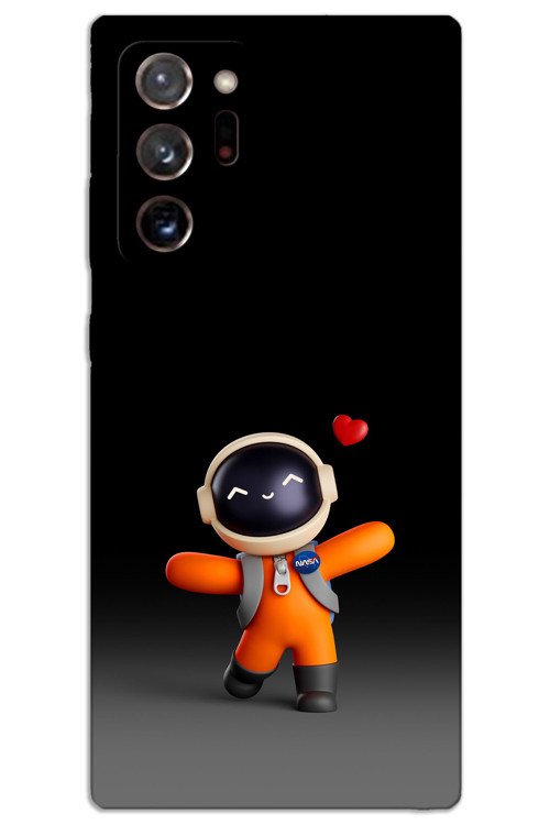Samsung Galaxy Note 20 Ultra Kılıf HD Desen Baskılı Arka Kapak - Astronot Kalp