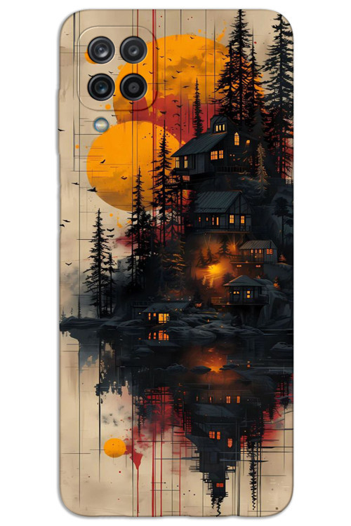 Samsung Galaxy M33 Kılıf HD Desen Baskılı Arka Kapak - Ahşap Evler