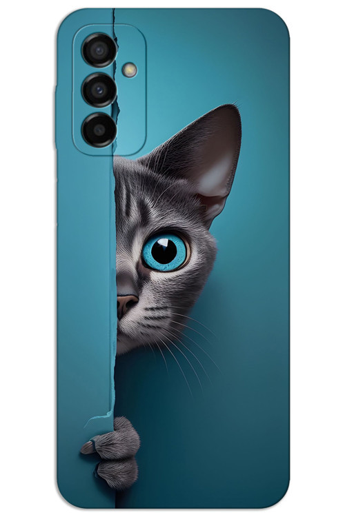 Samsung Galaxy M23 Kılıf HD Desen Baskılı Arka Kapak - Mavi Gözlü Kedi
